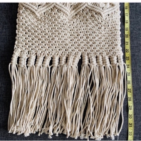 NEW Boho Chic Macrame Woven Shoulder Fringe Shopper Tote Bag - Picture 15 of 16